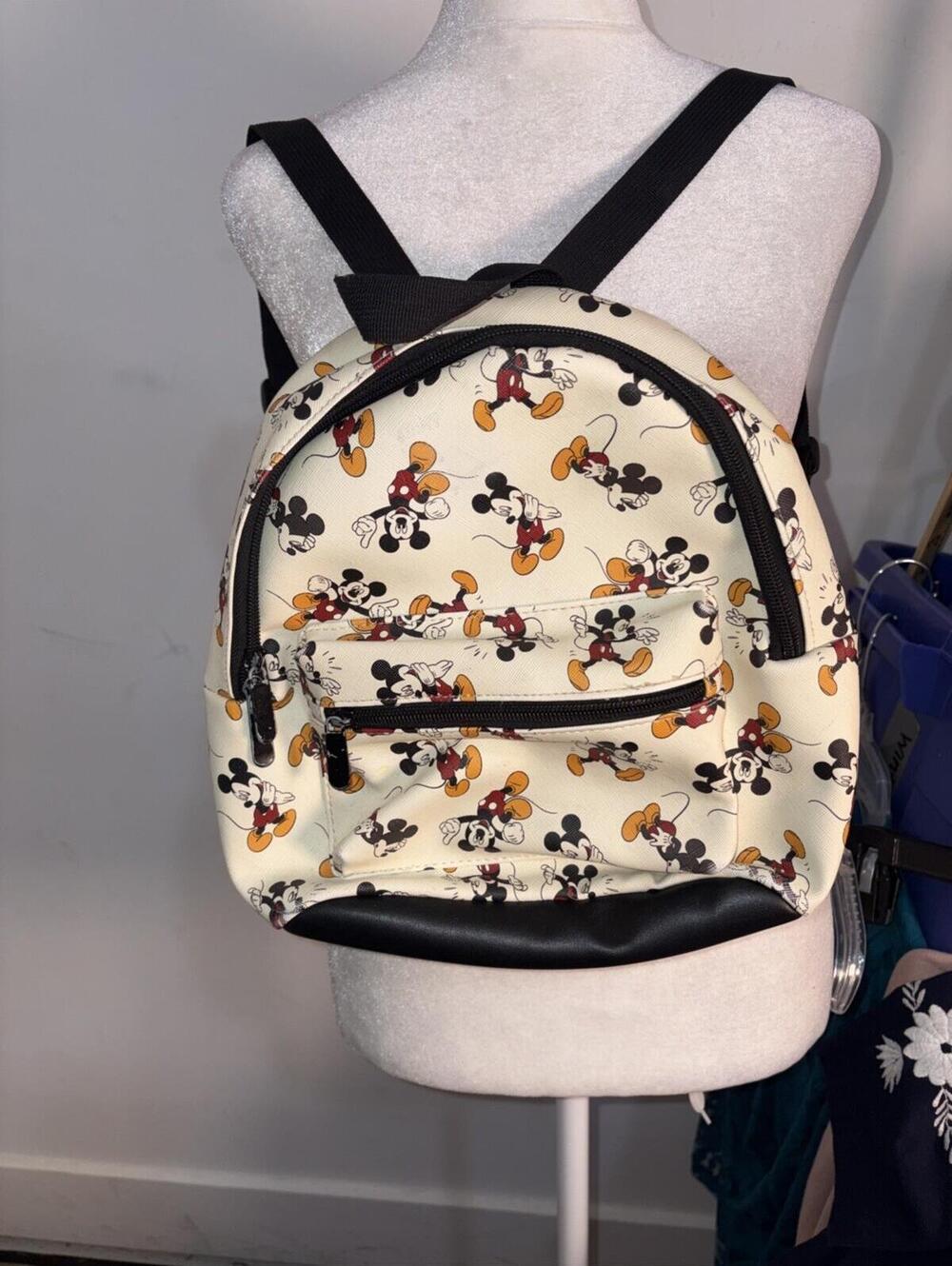 Disney Mickey Mouse 11" Backpack Purse Faux Leather Lady Carry All Travel Bag